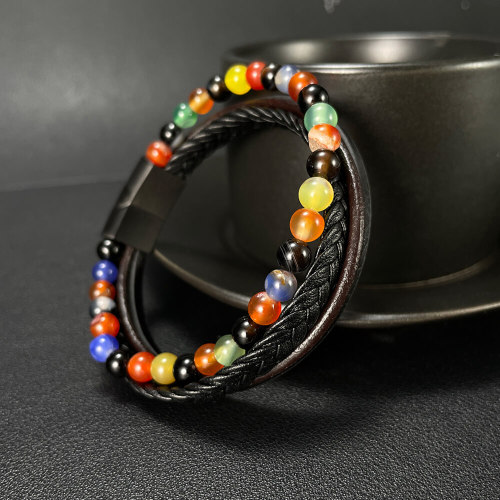 Wholesale Agate Beads Leather Bracelet