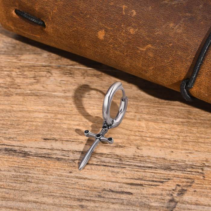 Wholesale Stainless Steel Mens Earring with Cross
