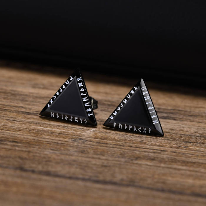 Wholesale Stainless Steel Triangle Viking Earrings
