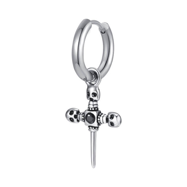 Wholesale Stainless Steel Earring with Skull Cross