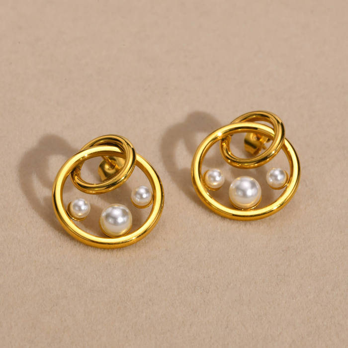 Wholesale Stainless Steel Women's Pearl Earrings