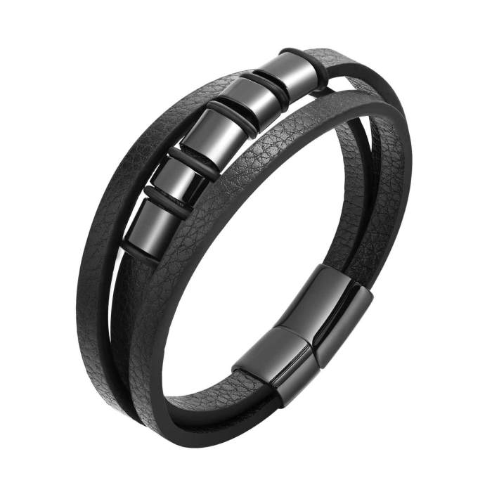Wholesale Stainless Steel and Leather Bracelets
