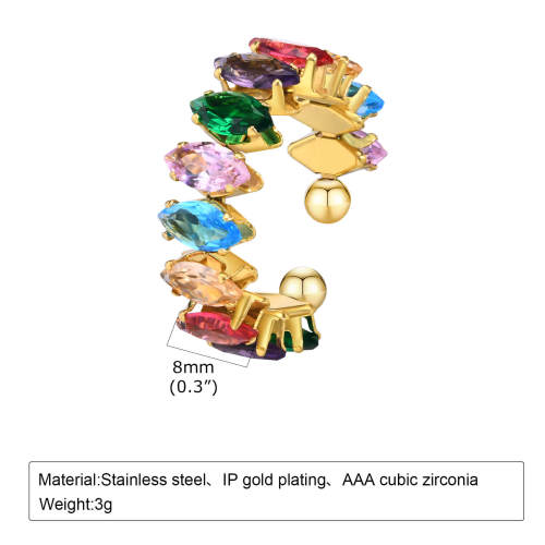 Wholesale Stainless Steel Zirconia Open Ring