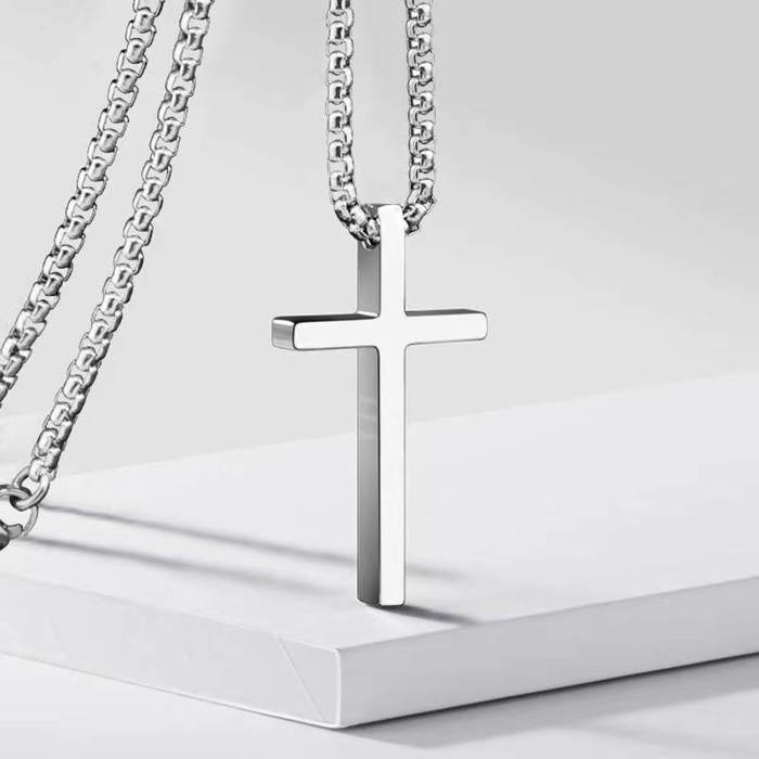Wholesale Stainless Steel Mens Cross Neckalce