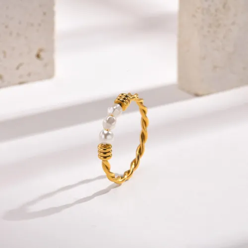 Wholesale Imitation Pearl Twist Steel Ring