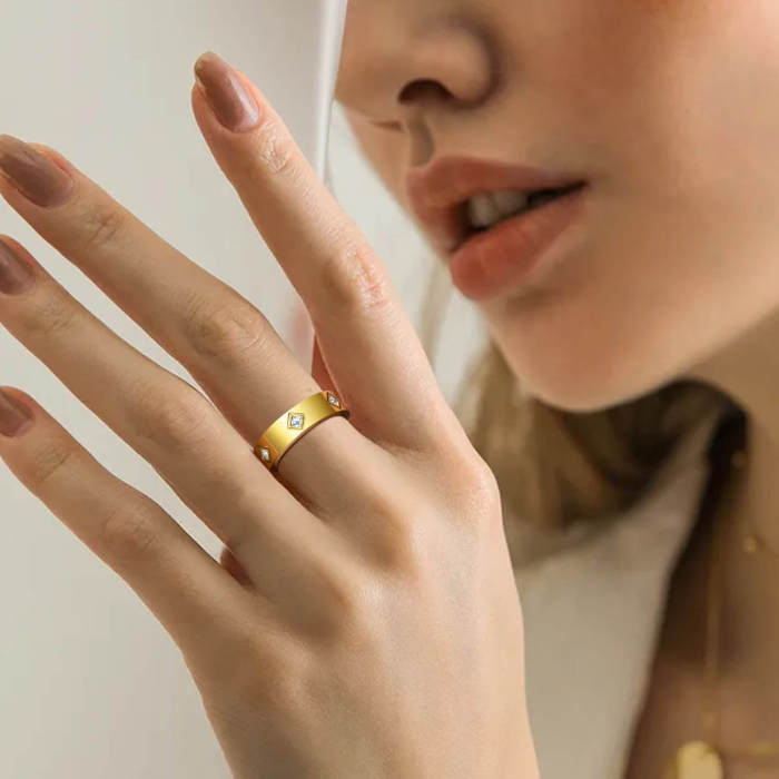 Wholesale Stainless Steel Ring with Square Zirconia