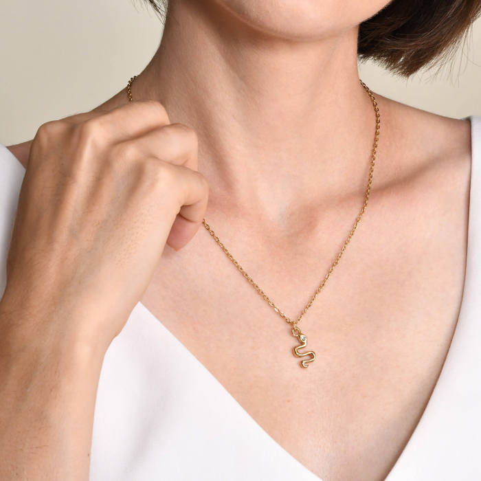 Wholesale Stainless Steel Zirconia Snake Necklace
