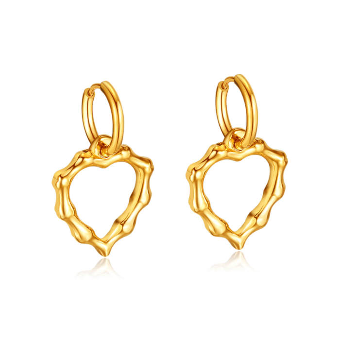 Wholesale Stainless Steel Wing Heart Earrings
