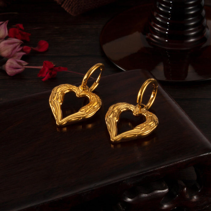Wholesale Stainless Steel Wing Heart Earring
