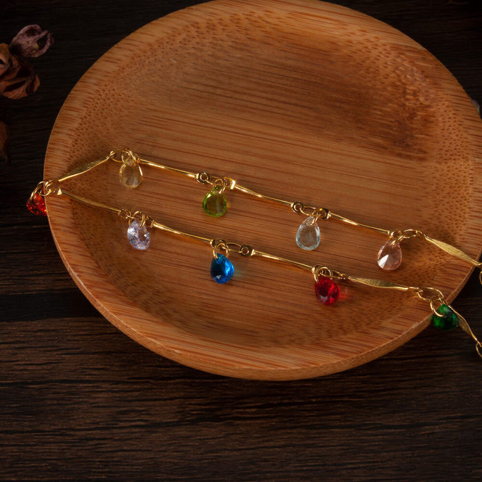 Wholesale Steel Colorful Crystal Stone Chain Necklace