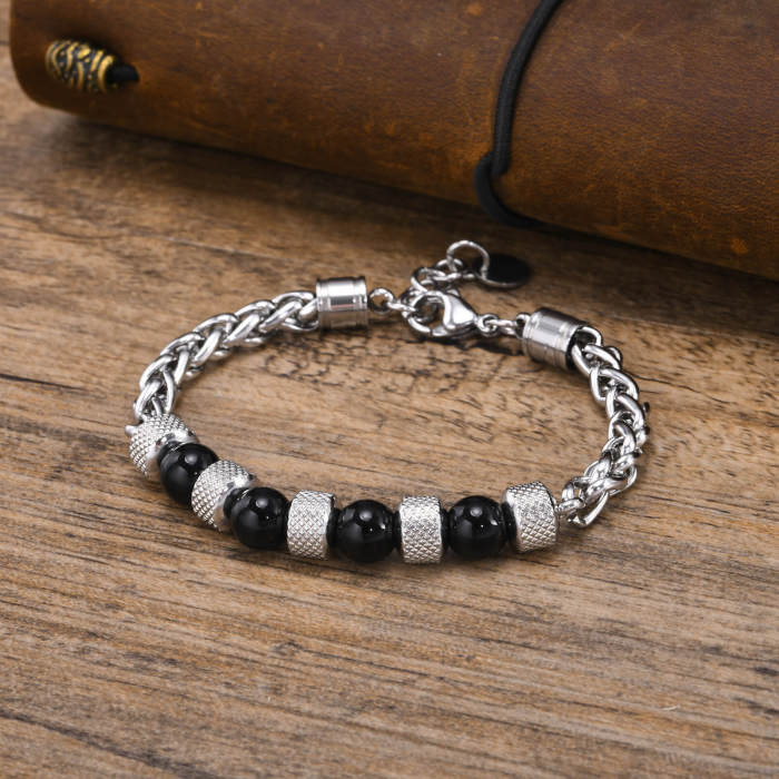 Wholesale Stainless Steel Onyx Chunky Bracelet