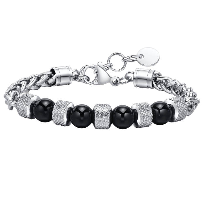 Wholesale Stainless Steel Onyx Chunky Bracelet