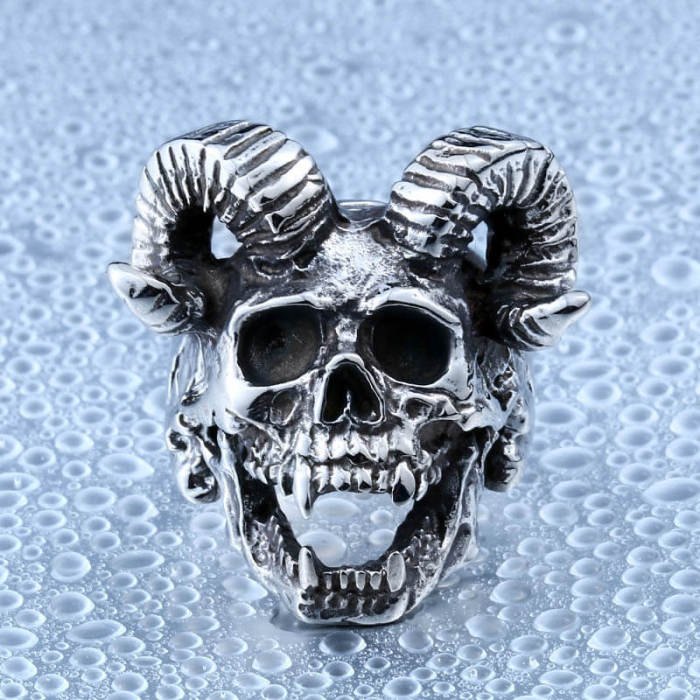 Wholesale Stainless Steel Goat's Head Skull Ring