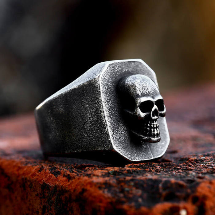 Wholesale Stainless Steel Aged Skull Ring