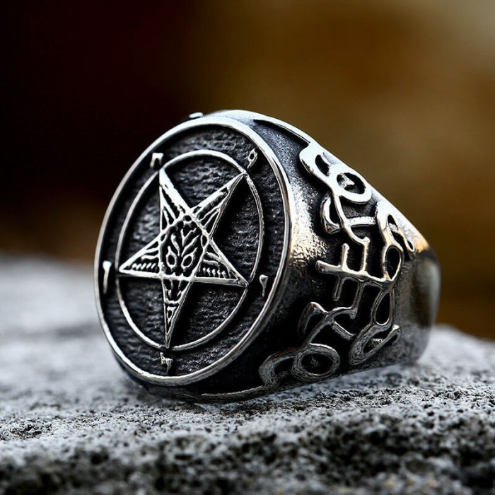 Wholesale Stainless Steel Pentagram Men's Ring