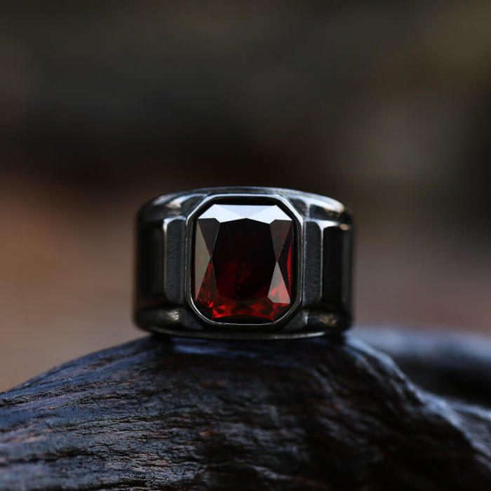 Wholesale Stainless Steel Black Stone Ring