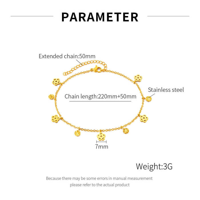 Wholesale Stainless Steel Flower Gold Plated Anklet