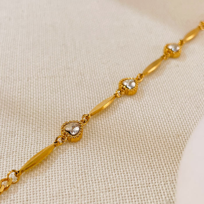 Wholesale Stainless Steel Zirconia Love Heart Bracelet