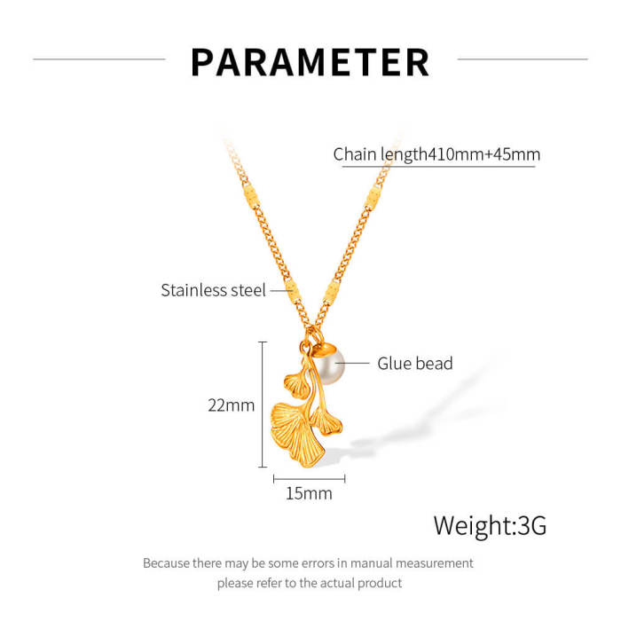 Wholesale Stainless Steel Ginkgo Leaf Necklace