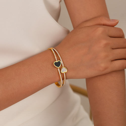 Wholesale Stainless Steel Double Heart Bracelet