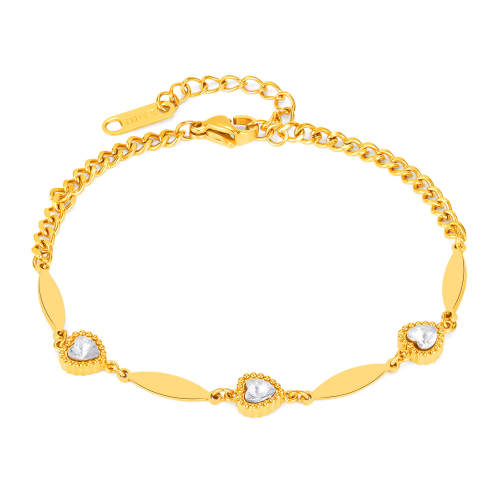Wholesale Stainless Steel Zirconia Love Heart Bracelet