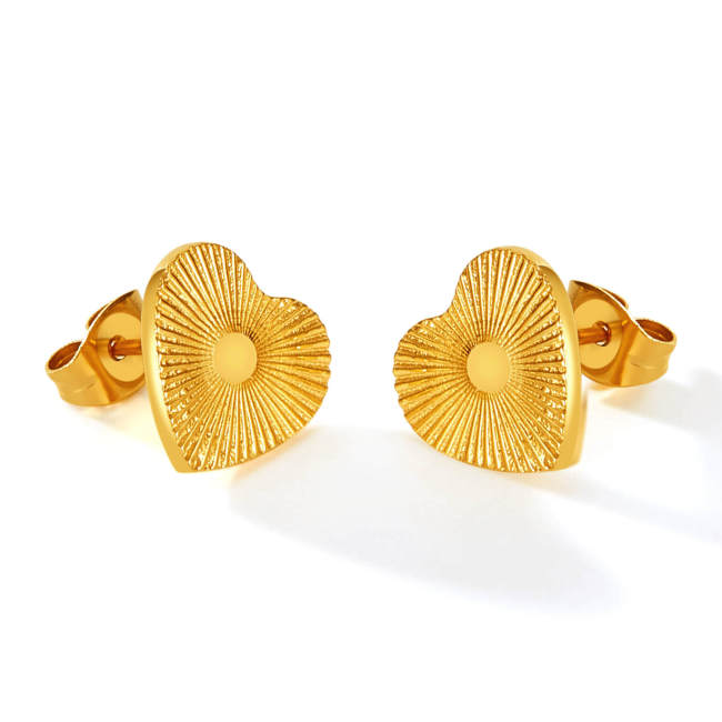 Wholesale Stainless Steel Gold Plated Heart Earrings