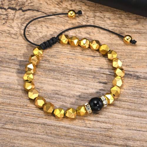 Wholesale Men's Gold Black Gallstone Bracelet