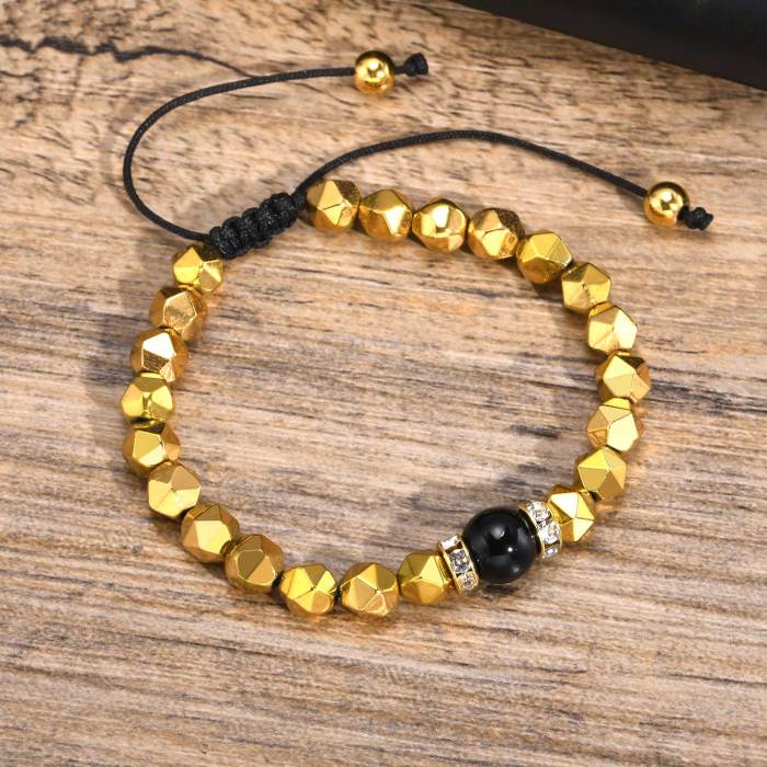 Wholesale Men's Gold Black Gallstone Bracelet