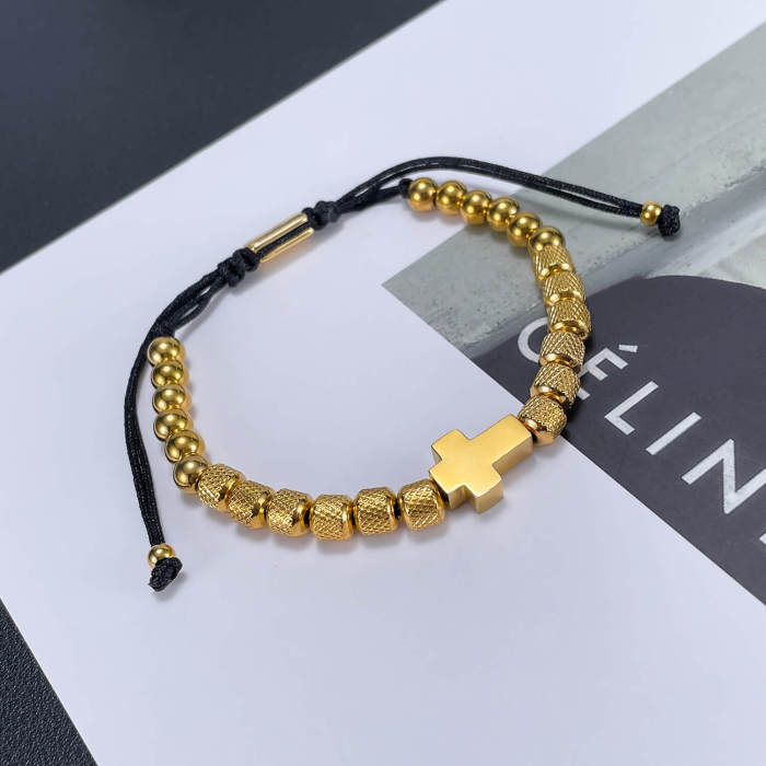 Wholesale Stainless Steel Beads Cross Bracelet