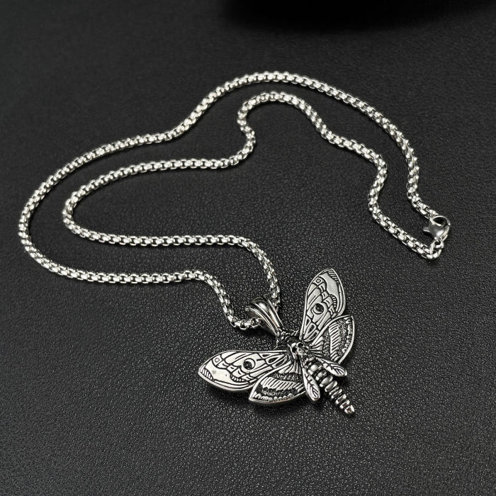 Wholesale Stainless Steel Skull Moth Pendant
