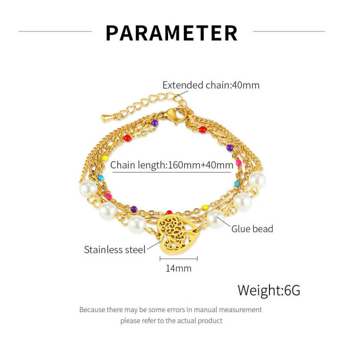 Wholesale Stainless Steel Stacked Love Pearl Bracelet