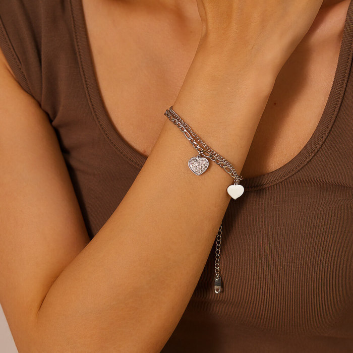 Wholesale Stainless Steel Stacked Heart Bracelet
