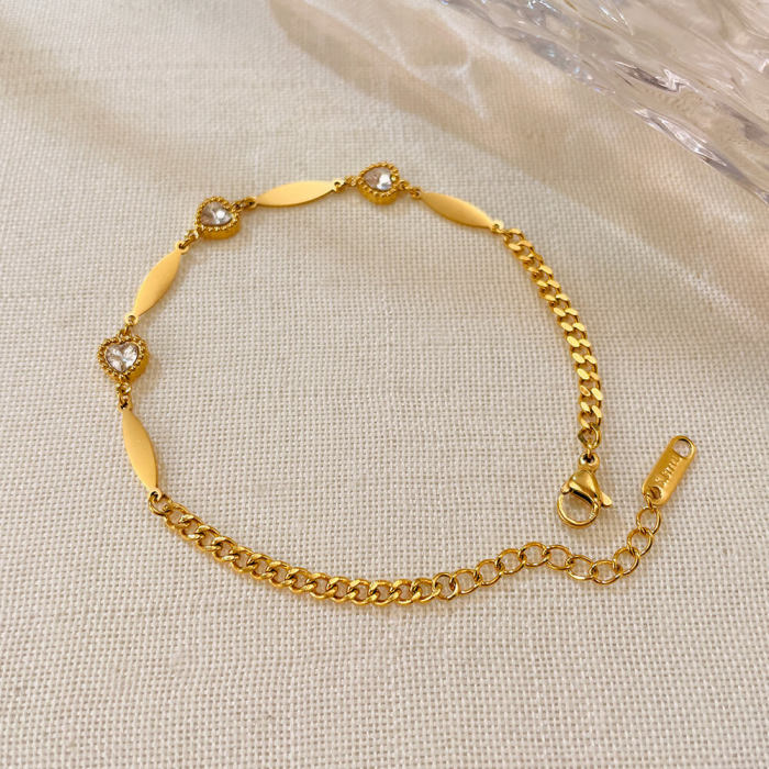 Wholesale Stainless Steel Zirconia Love Heart Bracelet