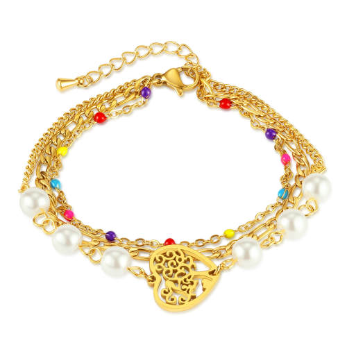 Wholesale Stainless Steel Stacked Love Pearl Bracelet