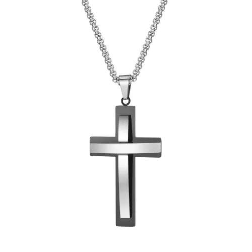 Wholesale Stainless Steel Double Layer Cross Pendant