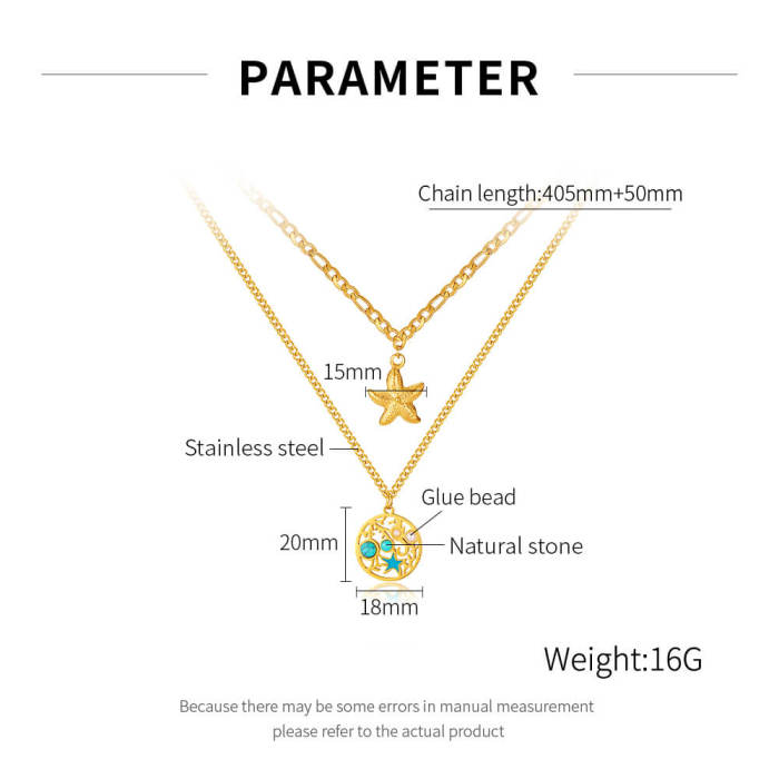 Wholesale Stainless Steel Starfish Layers Necklace