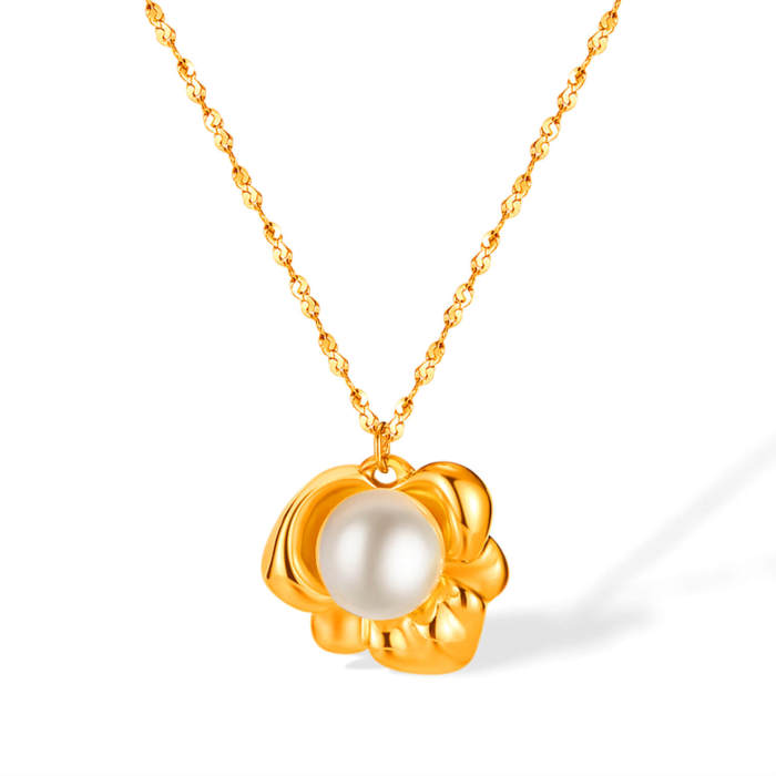 Wholesale Stainless Steel Gold Plated Pearl Pendan