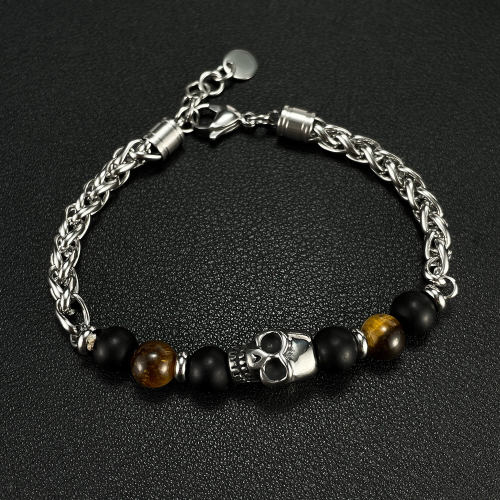 Wholesale Stainless Steel Mens Bracelet with Skull