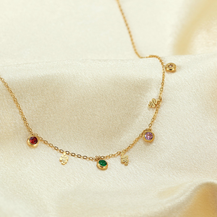 Stainless Steel Colored Zirconia Anklet