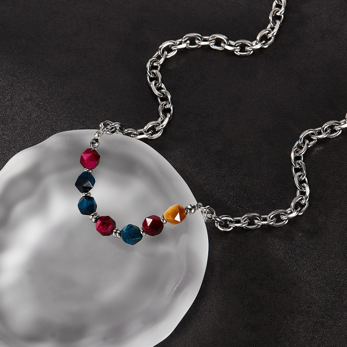 Wholesale Stainless Steel Natural Stone Chain Necklace