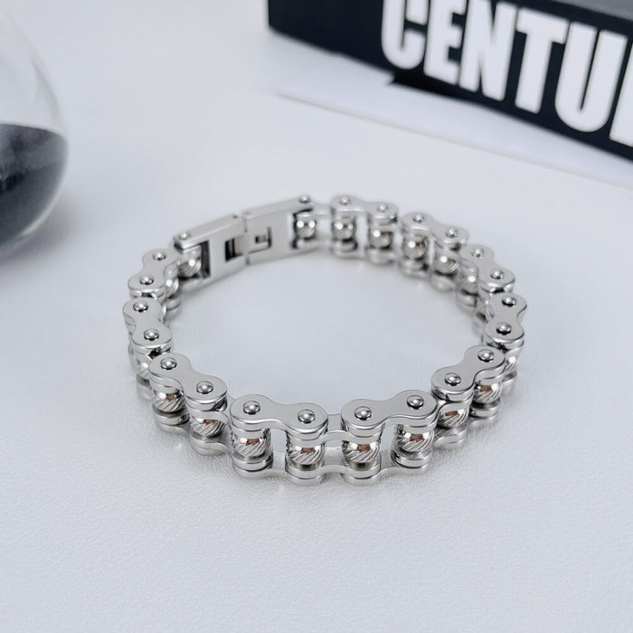 Wholesale Stainless Steel Hip Hop Bike Bracelet