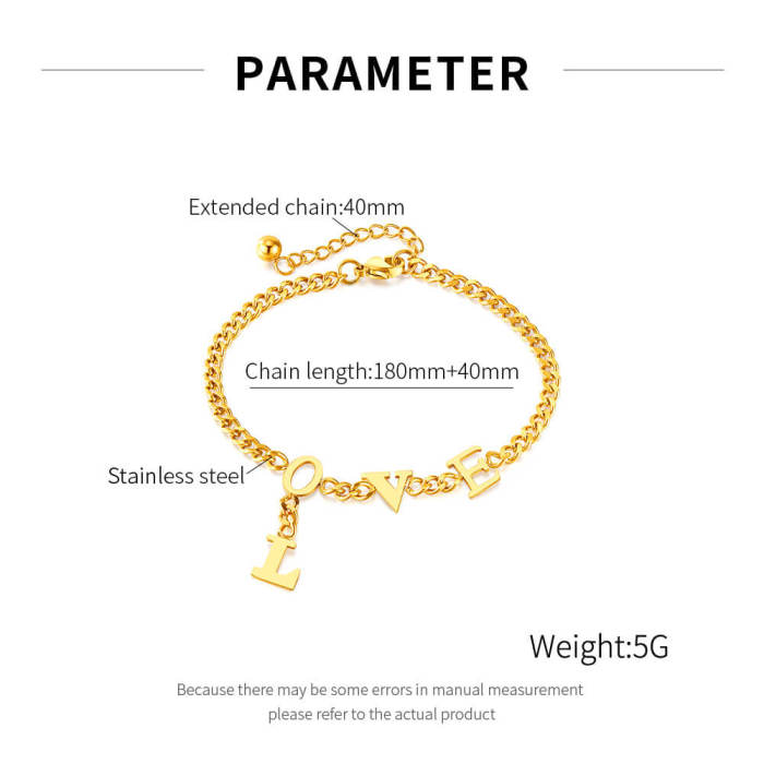 Wholesale Stainless Steel LOVE Letter Bracelet for Women