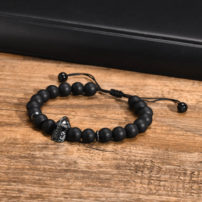 Wholesale Black Gallstone Helmet Agate Beaded Bracelet