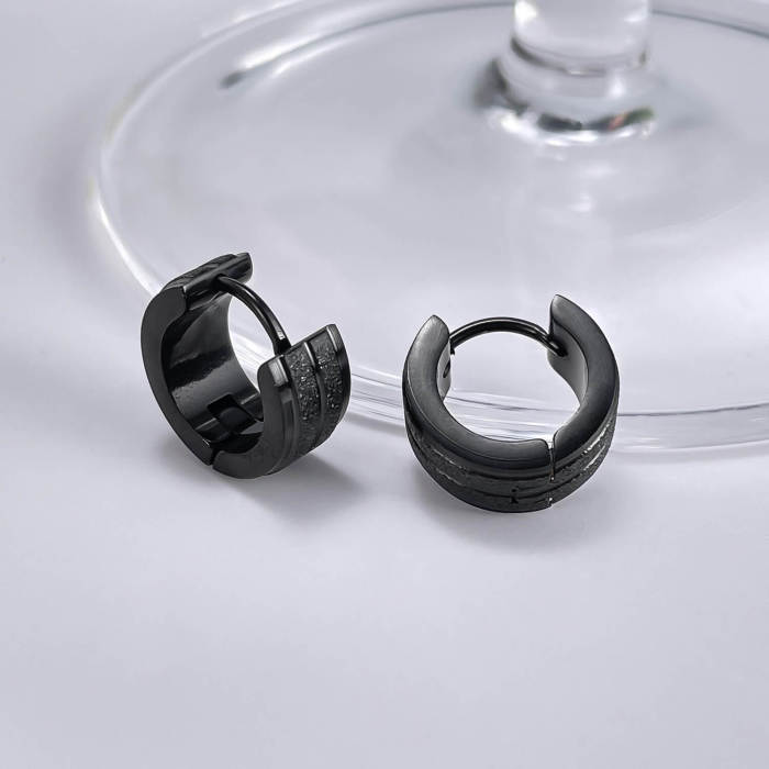 Wholesale Stainless Steel Black Men's Earrings