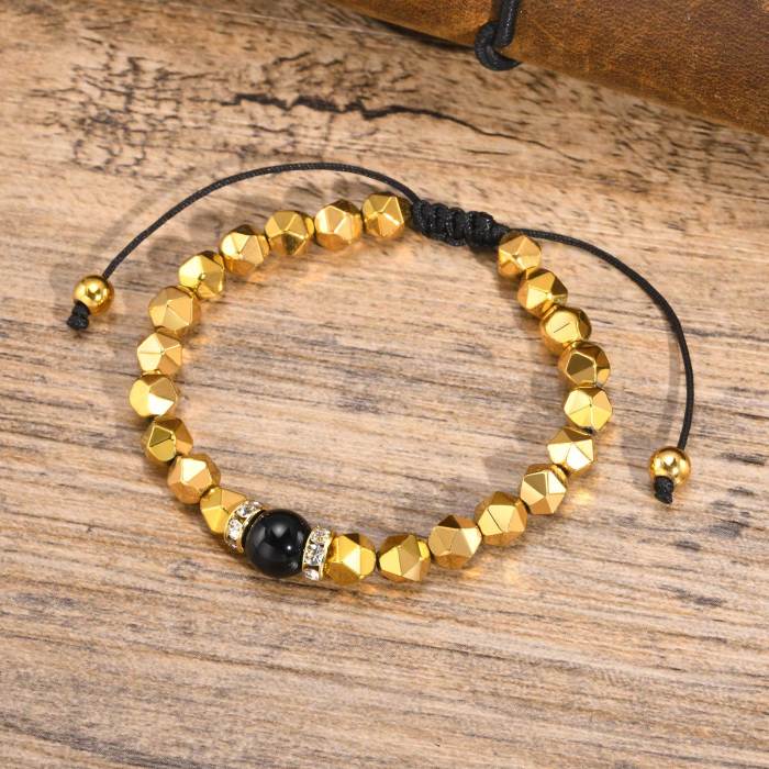 Wholesale Men's Gold Black Gallstone Bracelet