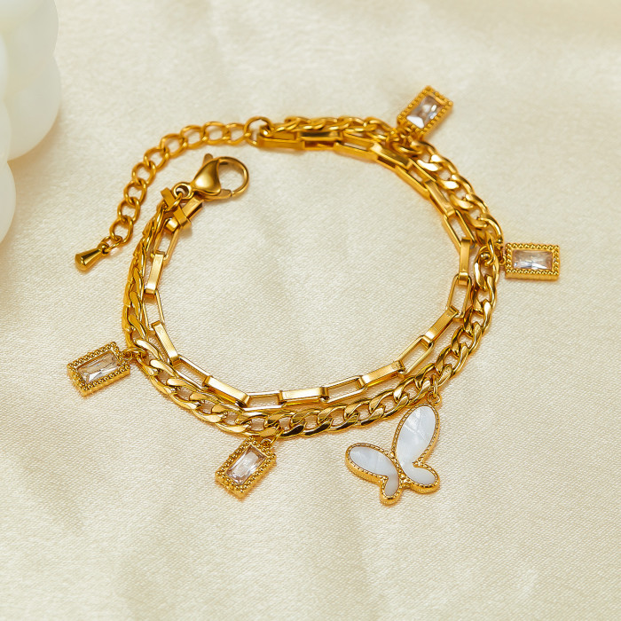 Wholesale Stainless Steel Butterfly Double Bracelet
