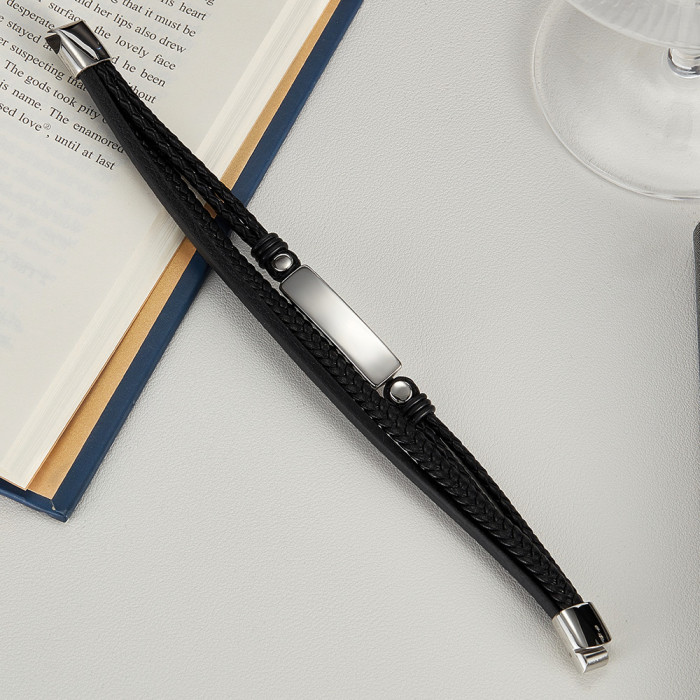 Wholesale Engravable Multi-Layer Braided Leather Bracelet