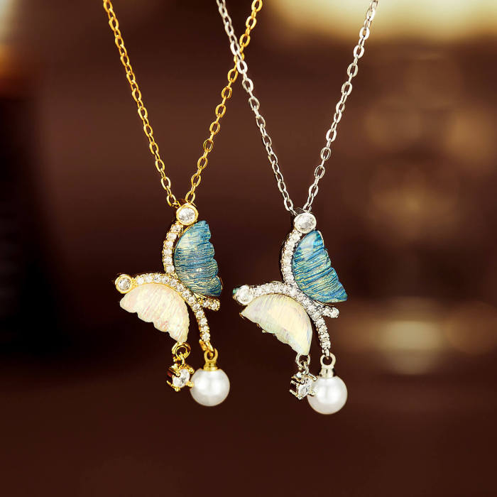 Wholesale Copper Butterfly Pendant with Stainless Steel Chain