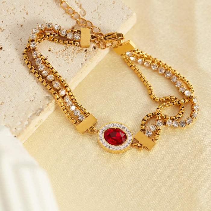 Wholesale Stainless Steel and CZ Chain Bracelet