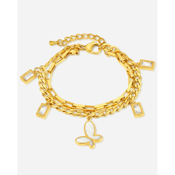 Wholesale Stainless Steel Butterfly Double Bracelet